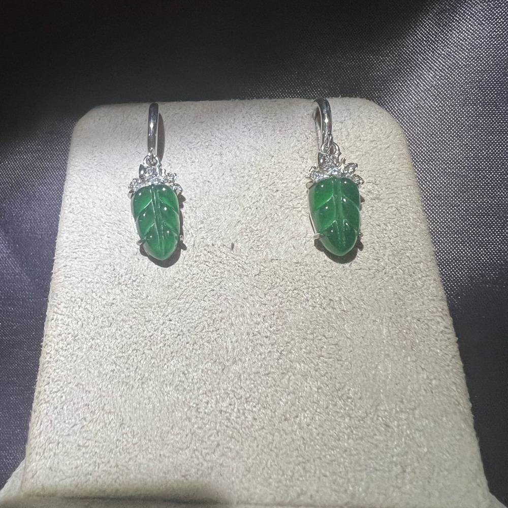 Elegant Green and Silver Leaf Earrings